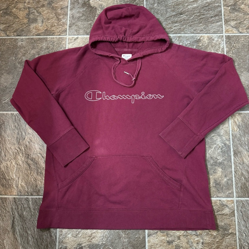 Woman’s XL Champion embroidered spell out hooded sweater Hoodie